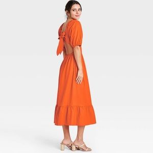 Who What Wear Midi Puff Sleeve Dress